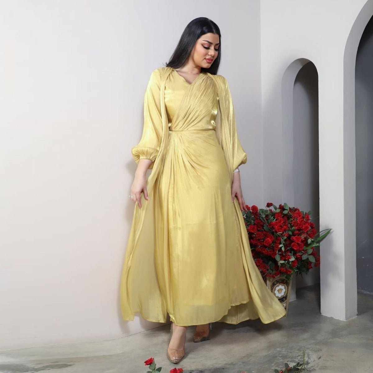 Luxury Modest Fashion Celestial Silk Abaya Set(MOA203) - Mariam's Collection