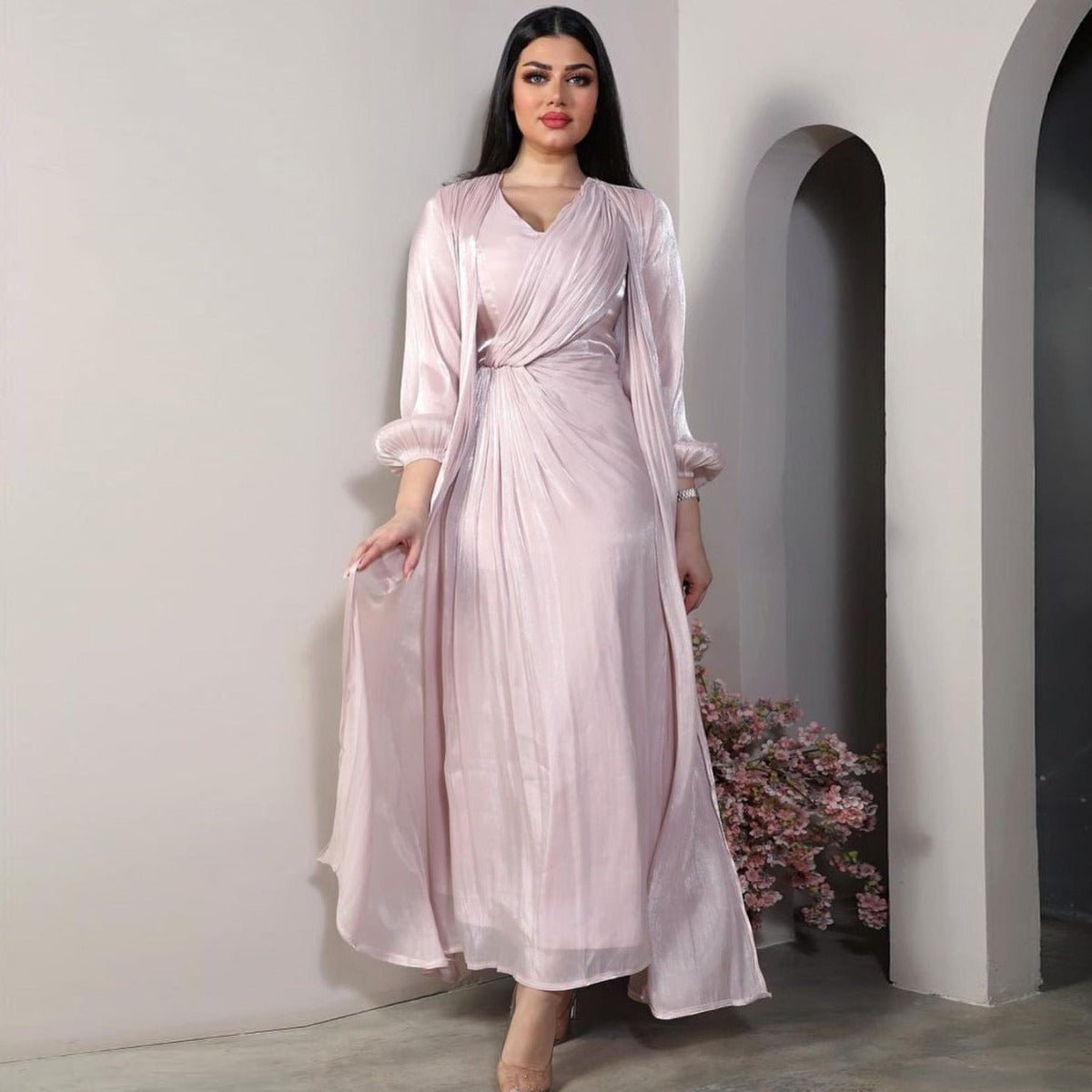 Luxury Modest Fashion Celestial Silk Abaya Set(MOA203) - Mariam's Collection