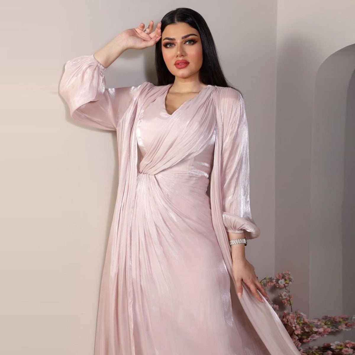 Luxury Modest Fashion Celestial Silk Abaya Set(MOA203) - Mariam's Collection