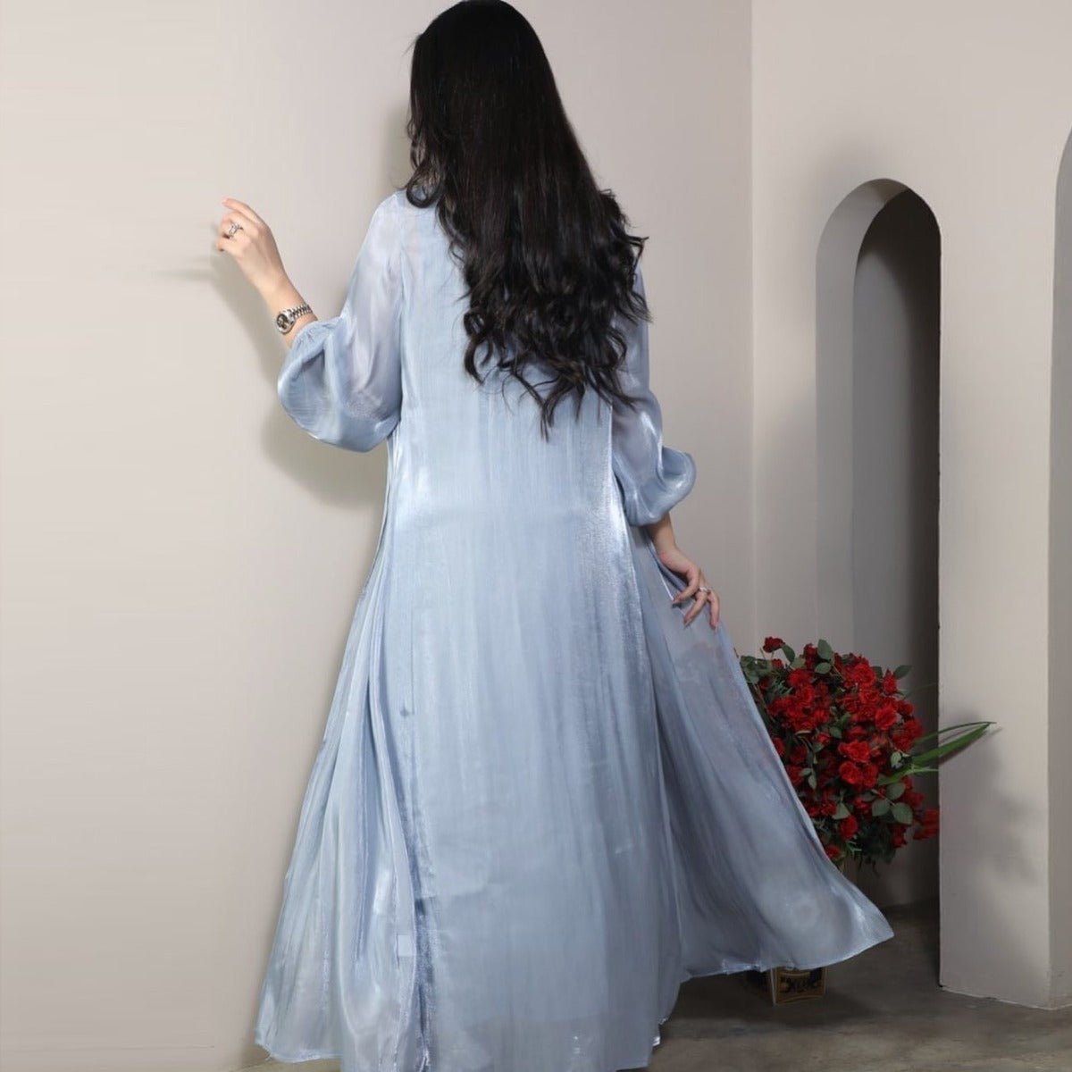 Luxury Modest Fashion Celestial Silk Abaya Set(MOA203) - Mariam's Collection