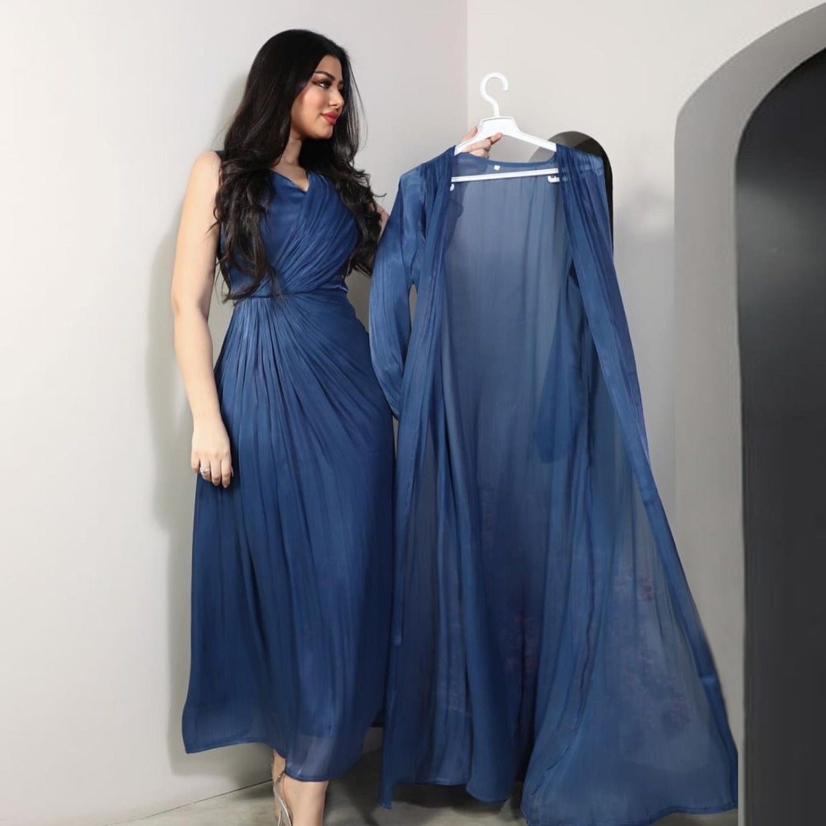 Luxury Modest Fashion Celestial Silk Abaya Set(MOA203) - Mariam's Collection