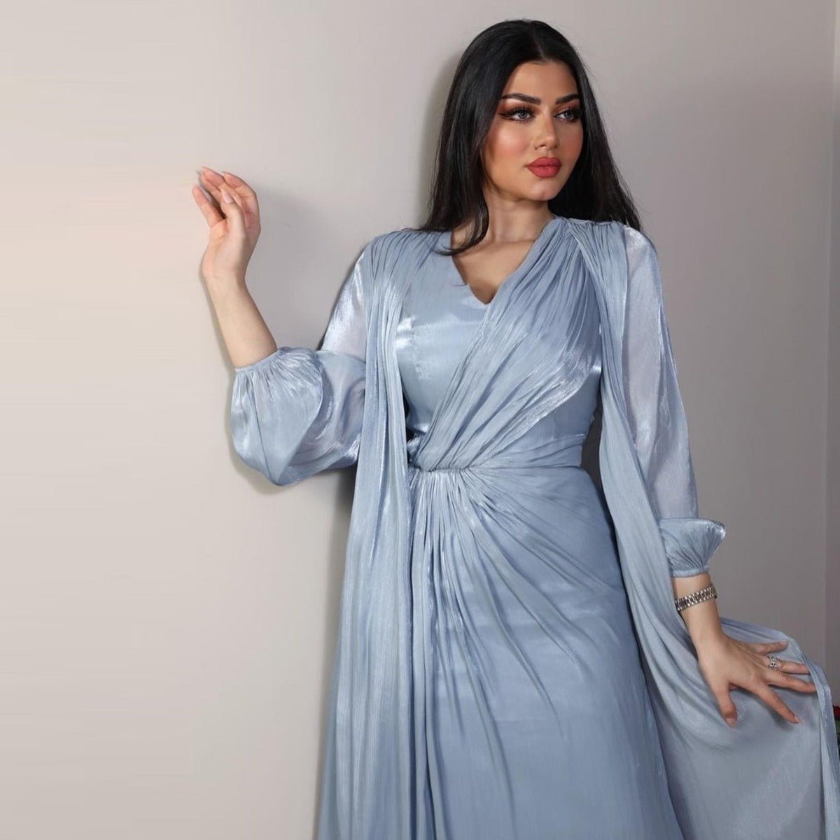 Luxury Modest Fashion Celestial Silk Abaya Set(MOA203) - Mariam's Collection