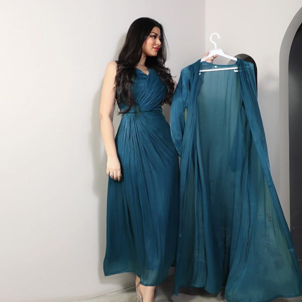 Luxury Modest Fashion Celestial Silk Abaya Set(MOA203) - Mariam's Collection
