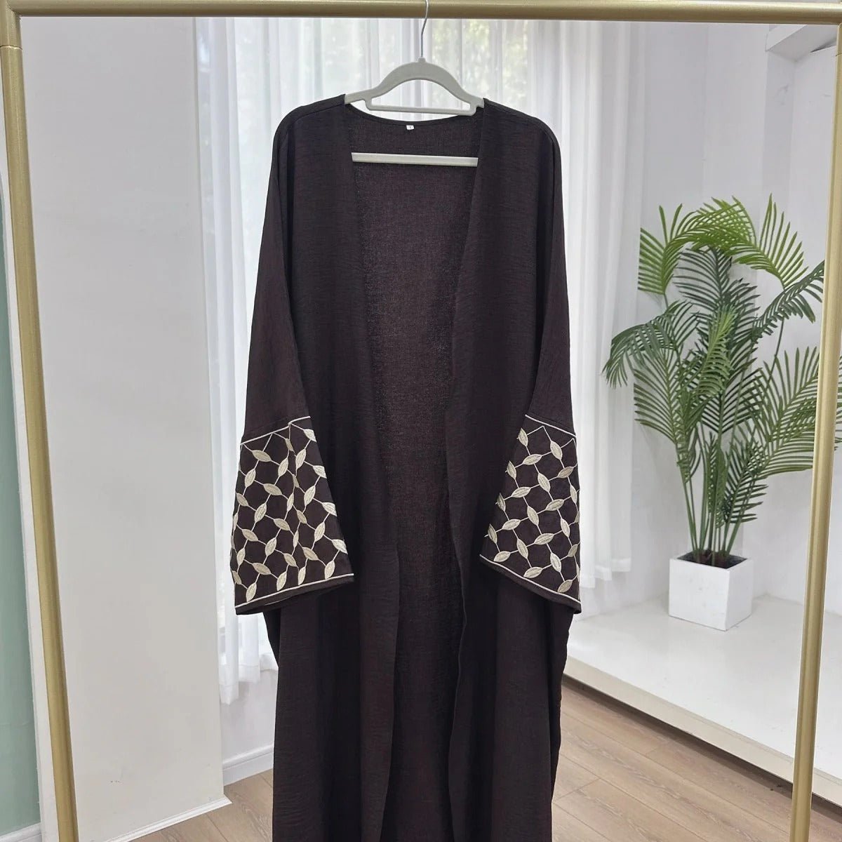 Luxury Muslim Embroidered Elegant Open Abaya Dress. (MOA160) - Mariam's Collection