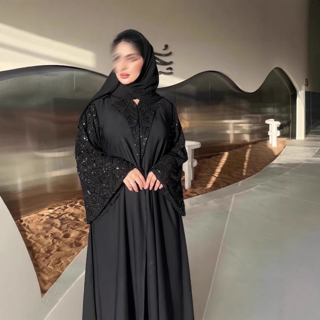 Luxury Muslim Midnight Star Beaded Evening Wear Abaya. (MOA186) - Mariam's Collection
