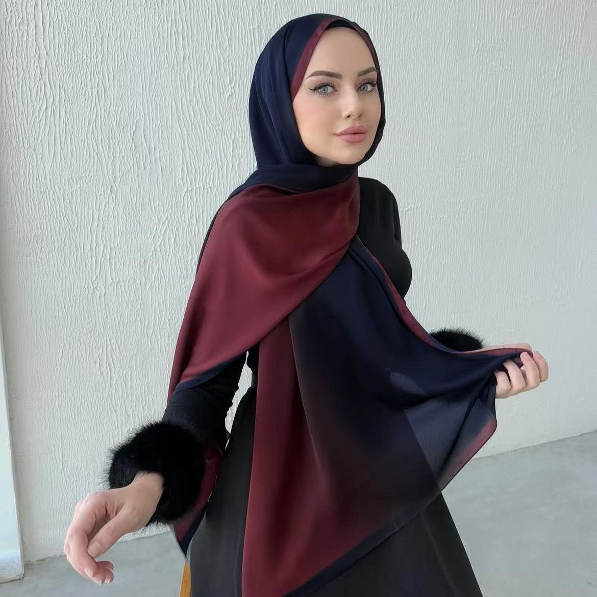 Luxury Premium Pearl Chiffon Gradient Hijab(MH148) - Mariam's Collection