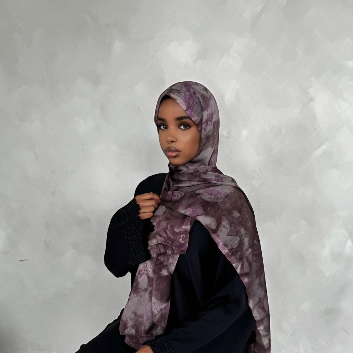 Luxury Premium Silk - Like Printed Hijab Scarf | 180x85cm Large Rectangle Hijab(MH146) - Mariam's Collection