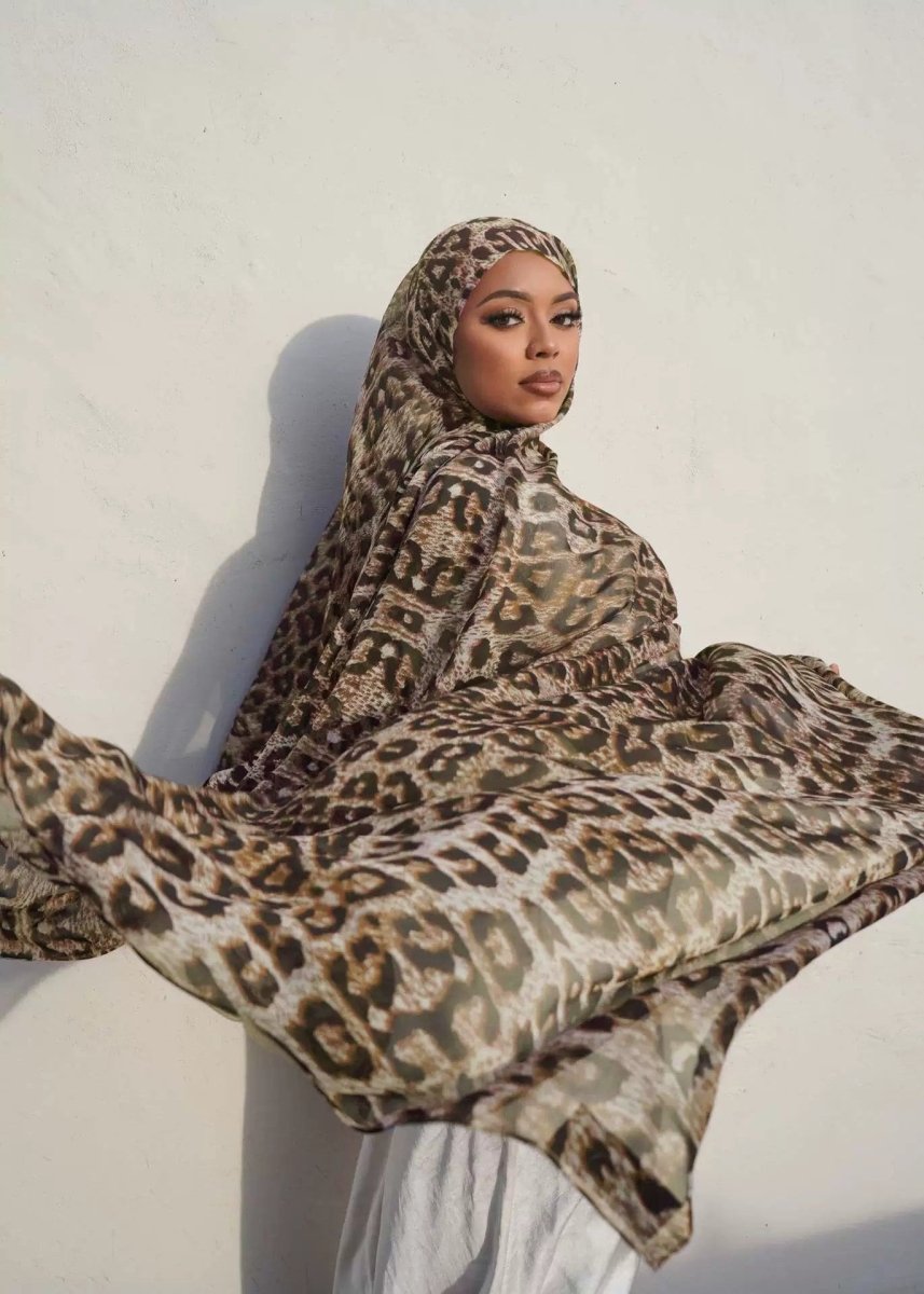 Luxury Premium Silk - Like Printed Hijab Scarf | 180x85cm Large Rectangle Hijab(MH146) - Mariam's Collection