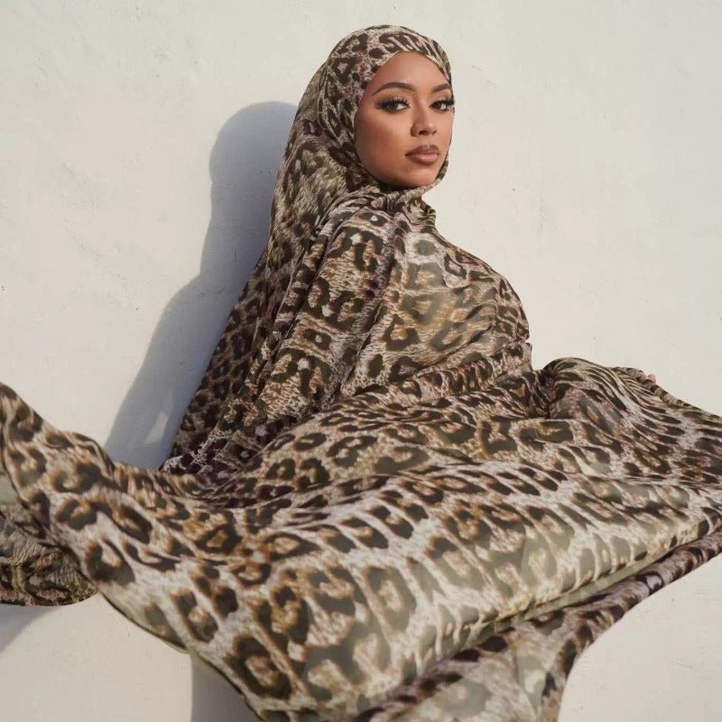 Luxury Premium Silk - Like Printed Hijab Scarf | 180x85cm Large Rectangle Hijab(MH146) - Mariam's Collection