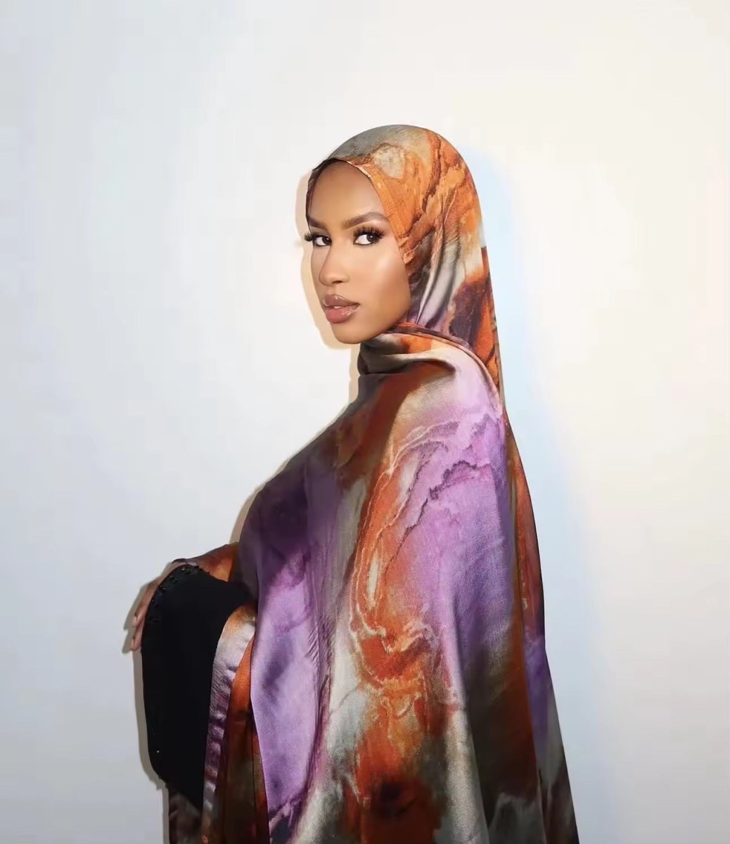 Luxury Premium Silk - Like Printed Hijab Scarf | 180x85cm Large Rectangle Hijab(MH146) - Mariam's Collection