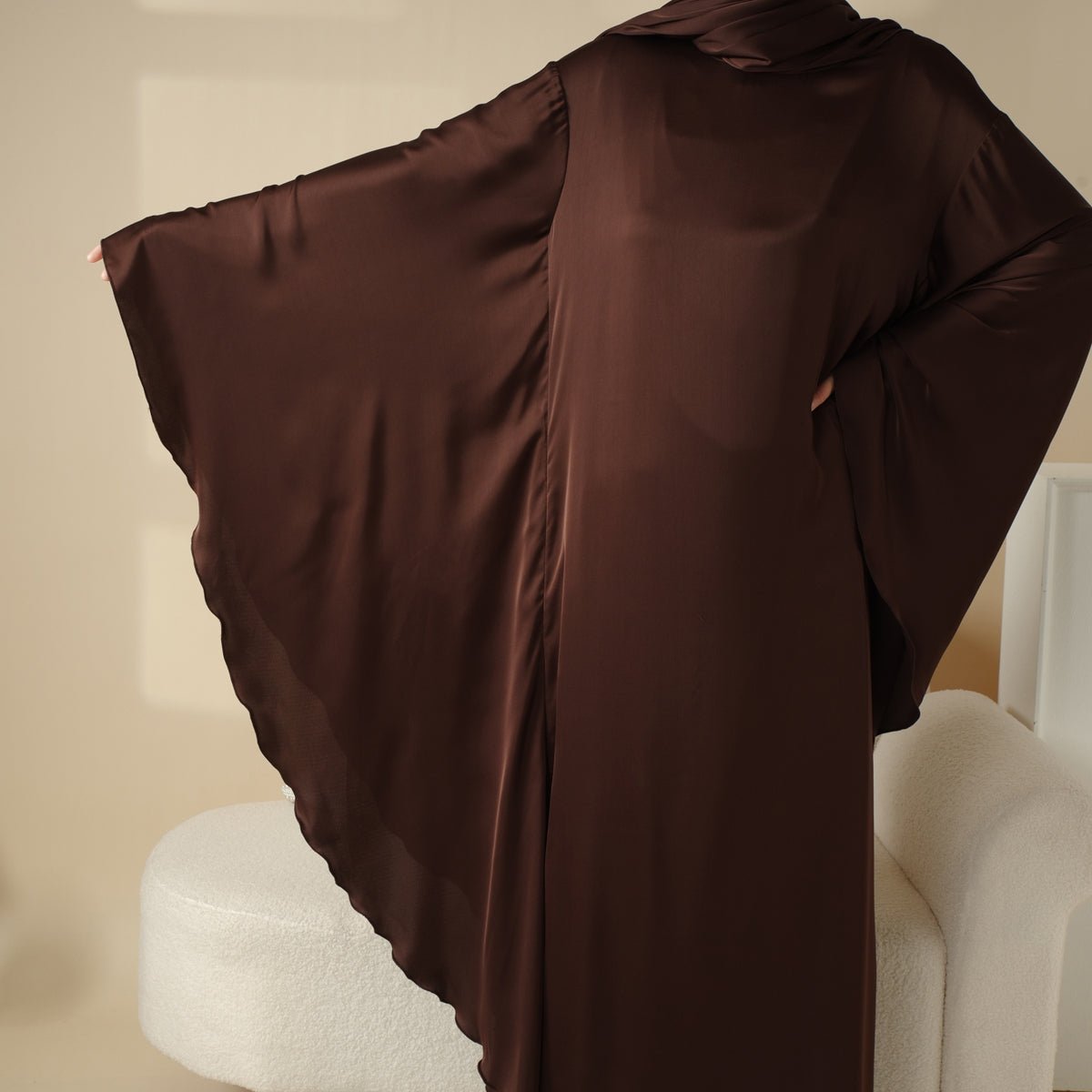 Luxury Satin Floaty Kaftan Abaya With Matching Hijab (MA054) - Mariam's Collection