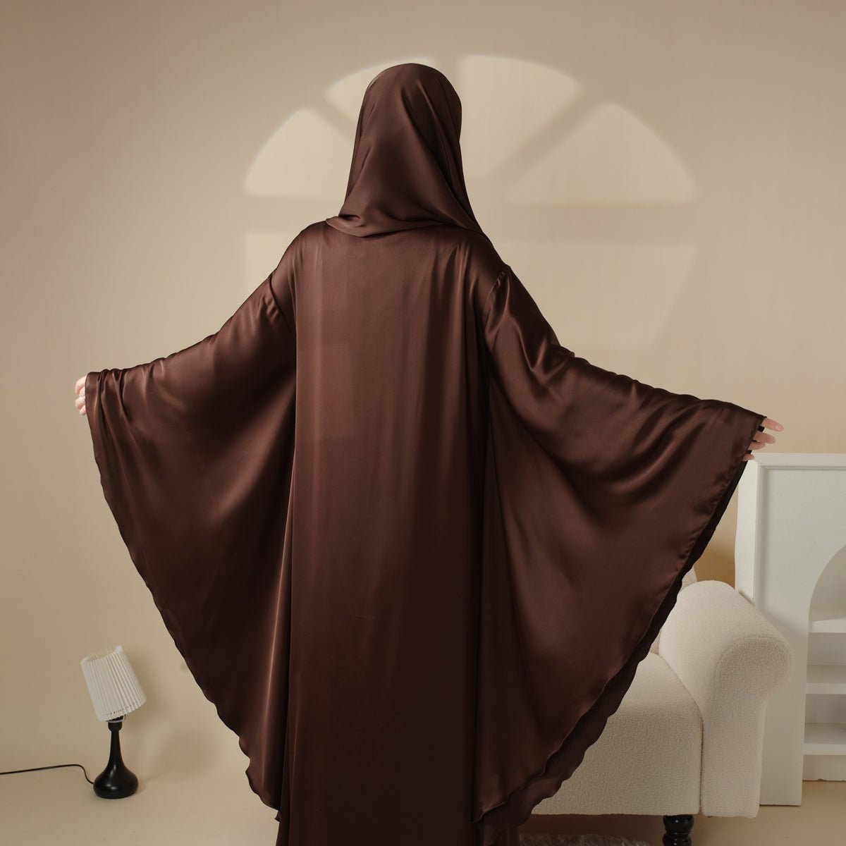 Luxury Satin Floaty Kaftan Abaya With Matching Hijab (MA054) - Mariam's Collection