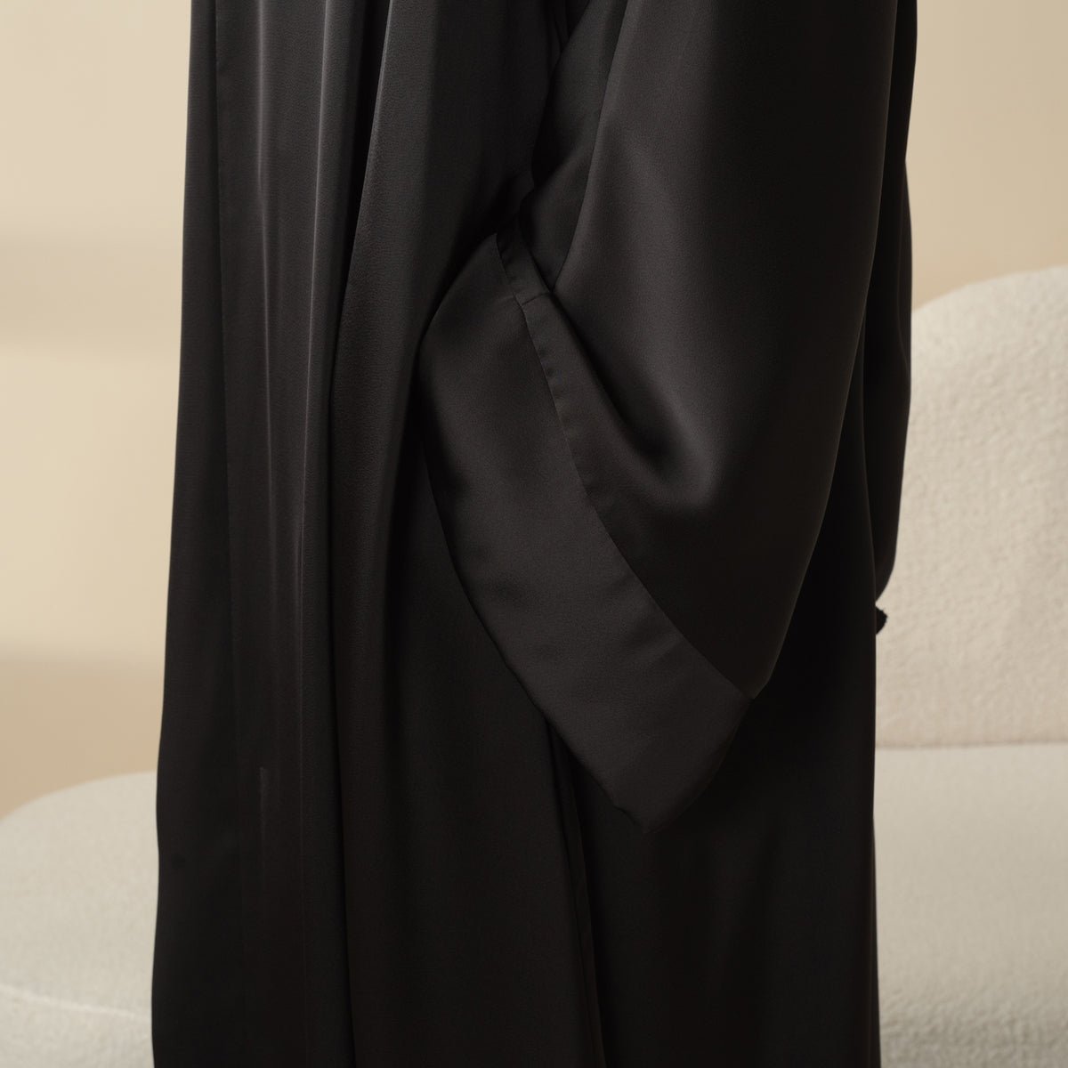 Luxury Satin Modest Abaya Set 4 - Piece – Elegant Open Abaya, Top, Pants & Matching Hijab(MOA034) - Mariam's Collection