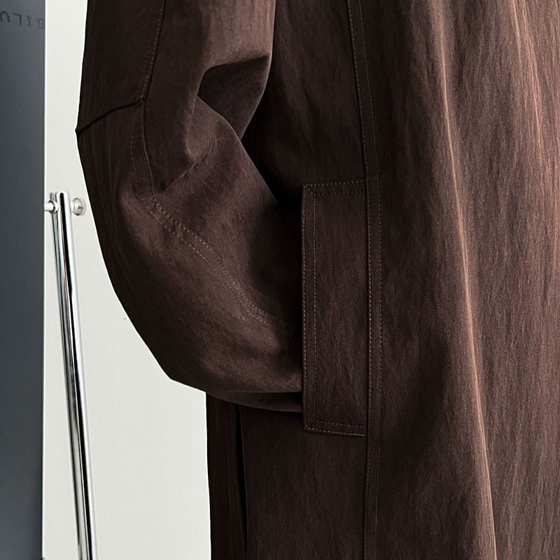 Luxury Stand Collar Coat | Single Button Mid - Length Trench(MS148) - Mariam's Collection