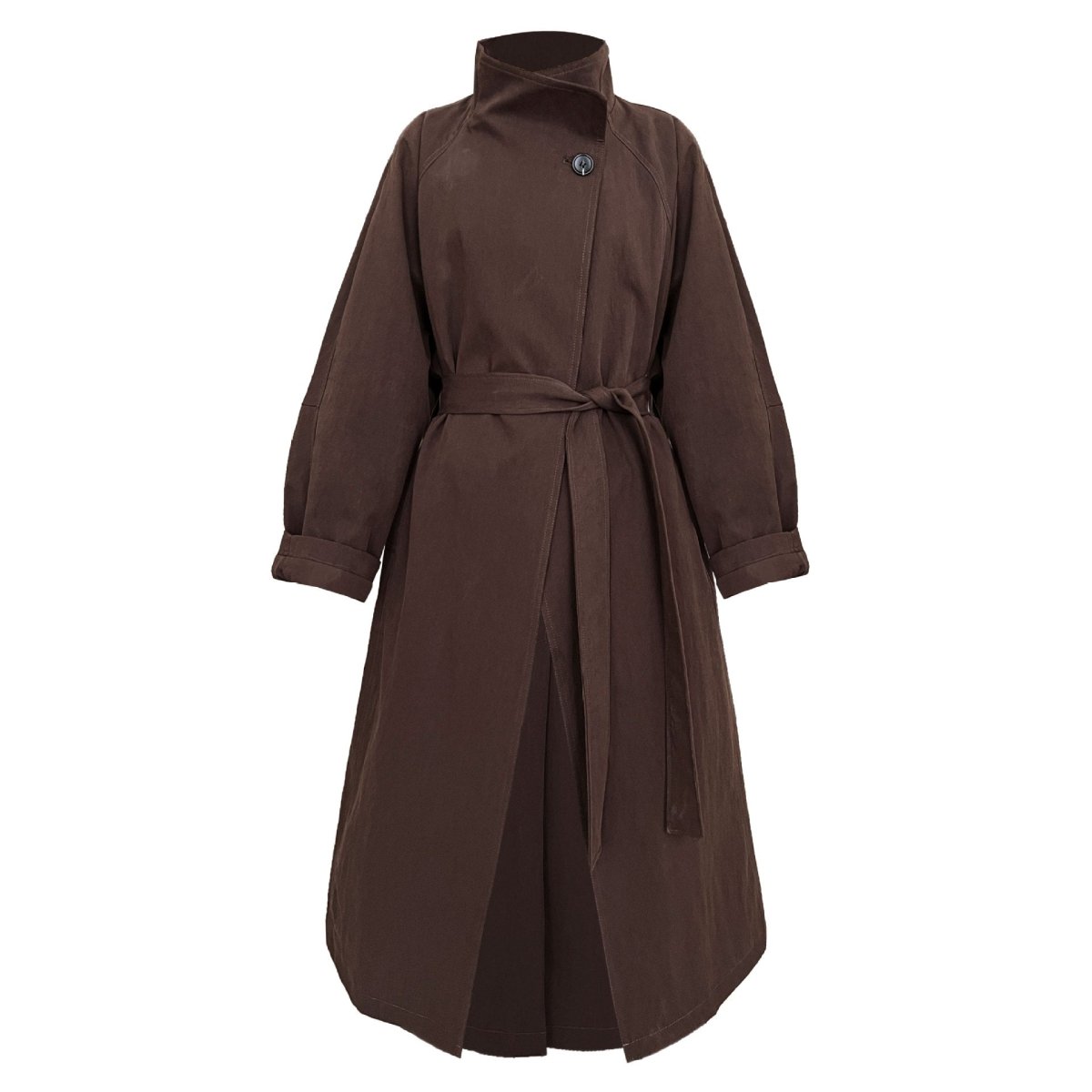 Luxury Stand Collar Coat | Single Button Mid - Length Trench(MS148) - Mariam's Collection