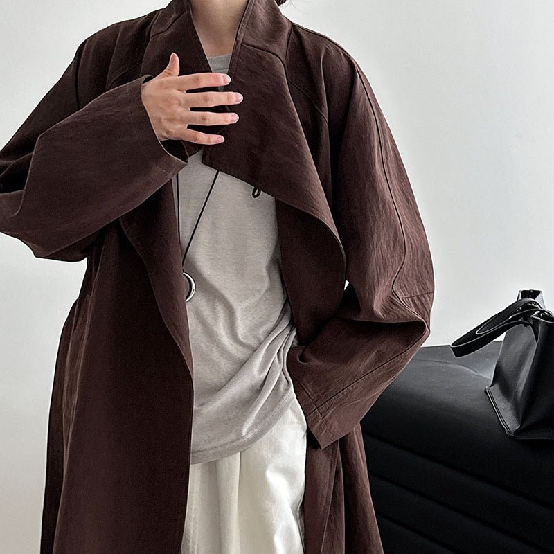 Luxury Stand Collar Coat | Single Button Mid - Length Trench(MS148) - Mariam's Collection