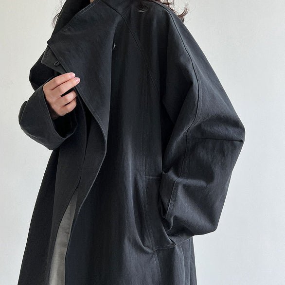 Luxury Stand Collar Coat | Single Button Mid - Length Trench(MS148) - Mariam's Collection