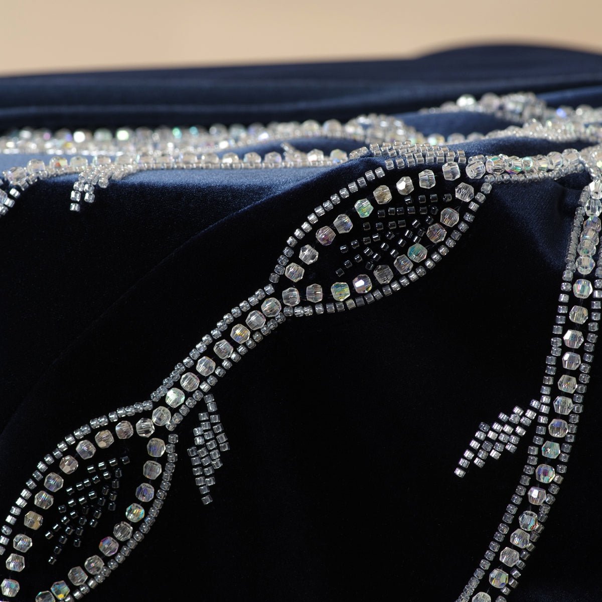 Luxury Velvet Open Abaya | Hand - Stitched Beaded Open Velvet Abaya (MOA106) - Mariam's Collection