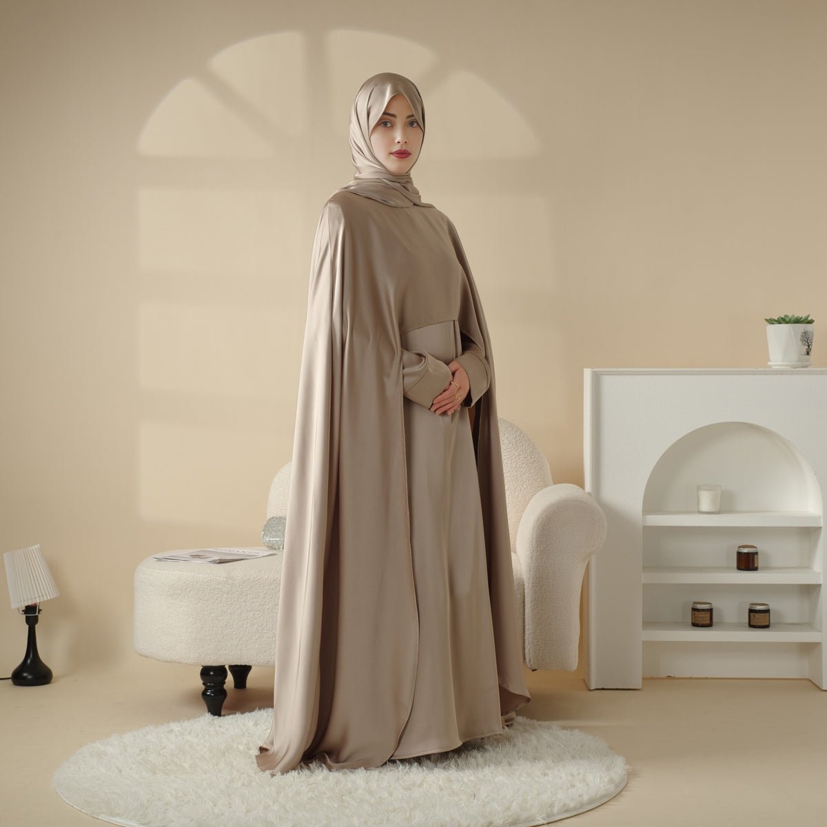 Luxury Wedding Abaya 3 - Piece Bridal Abaya Set (MOA044) - Mariam's Collection