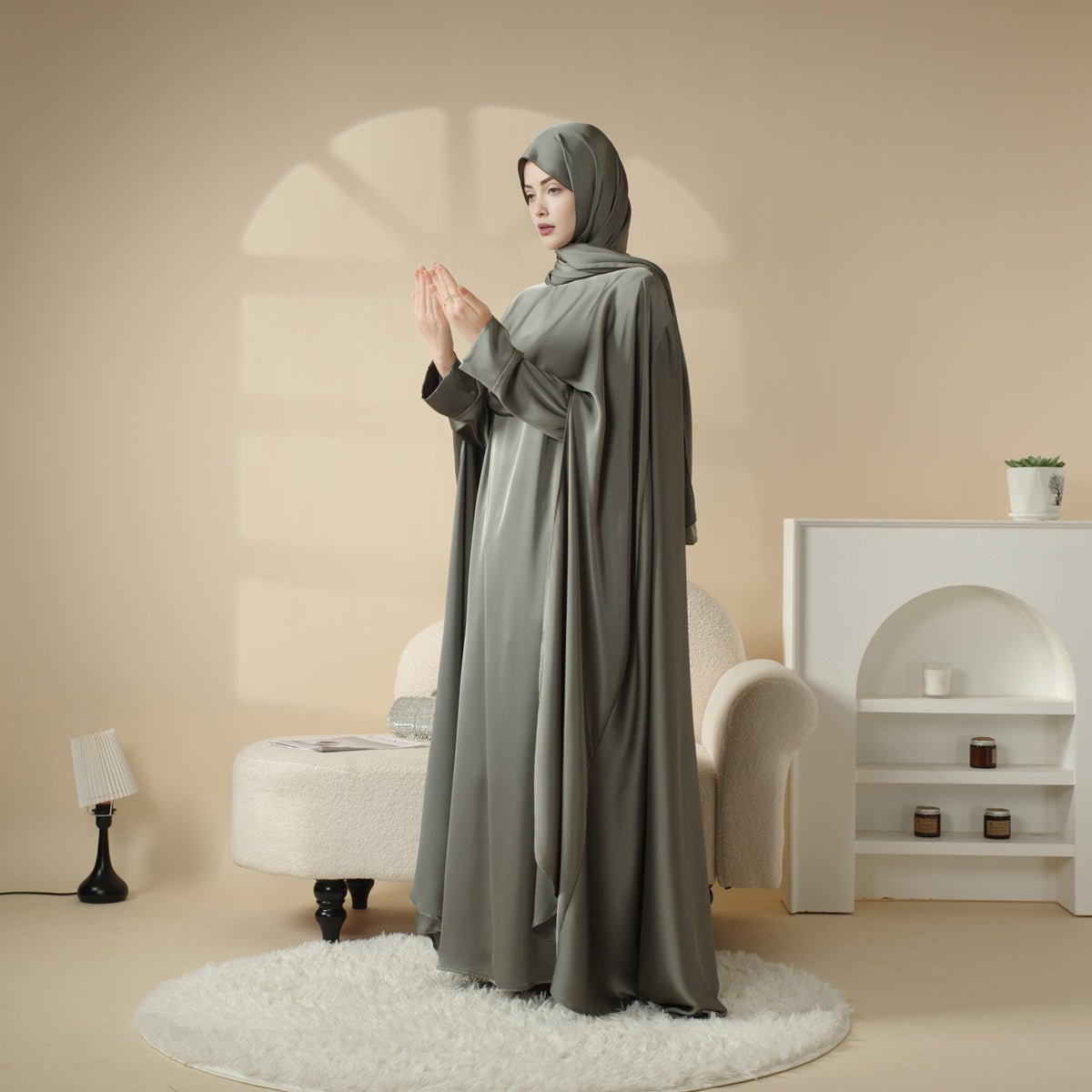 Luxury Wedding Abaya 3 - Piece Bridal Abaya Set (MOA044) - Mariam's Collection