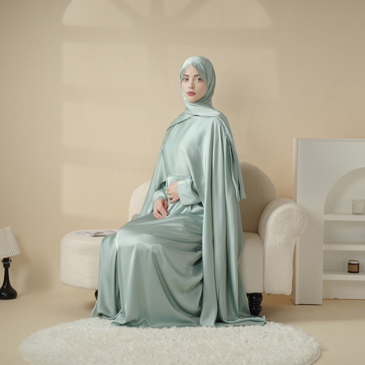 Luxury Wedding Abaya 3 - Piece Bridal Abaya Set (MOA044) - Mariam's Collection