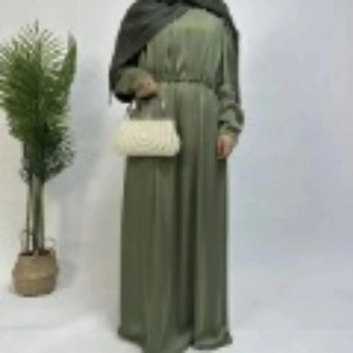 MA039 Armani Satin Drawstring Abaya Dress - Mariam's Collection