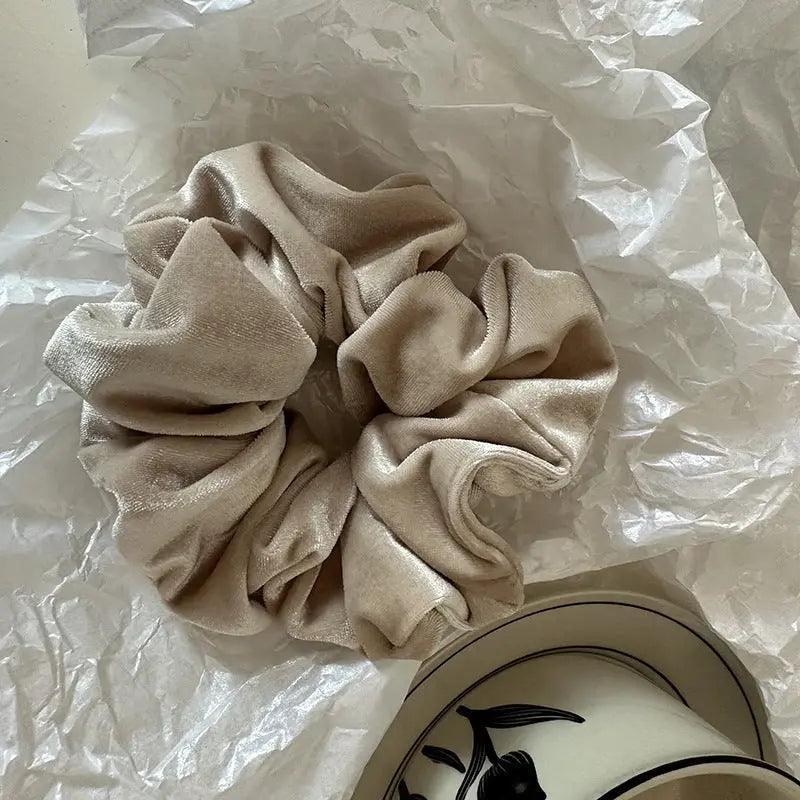 MAC009 hijab scrunchies, velvet flower hair accessories - Mariam's Collection