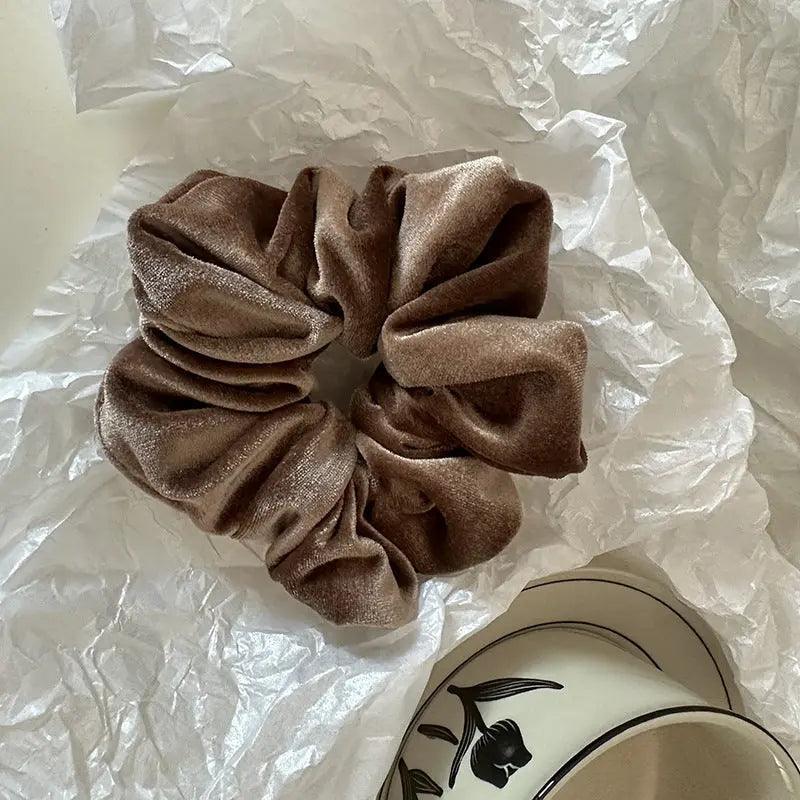 MAC009 hijab scrunchies, velvet flower hair accessories - Mariam's Collection