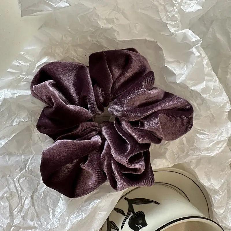 MAC009 hijab scrunchies, velvet flower hair accessories - Mariam's Collection
