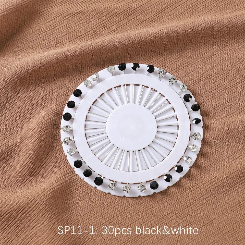 MAC020 Hijab Pin, 30pcs Colorful Crystal Hijab Pins - Mariam's Collection