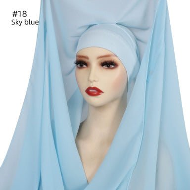 Magnetic Chiffon Instant Hijab | Easy - Wear Square Scarf with Anti - Slip Magnetic Closure(MH152) - Mariam's Collection