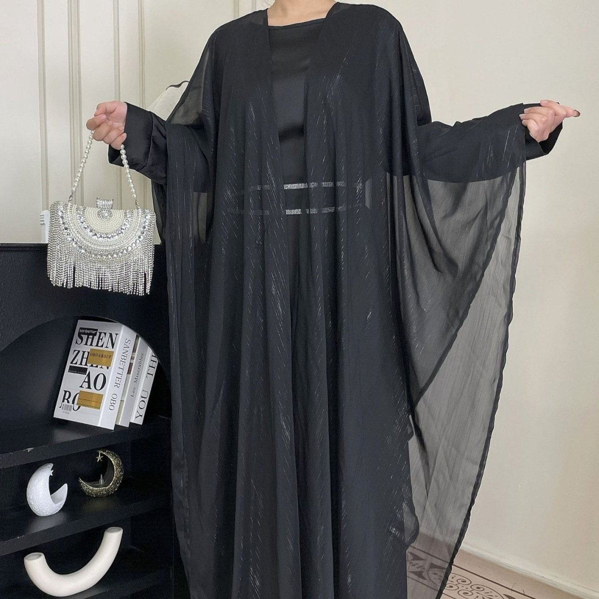 Metallic Thread Abaya Set(MOA260) - Mariam's Collection