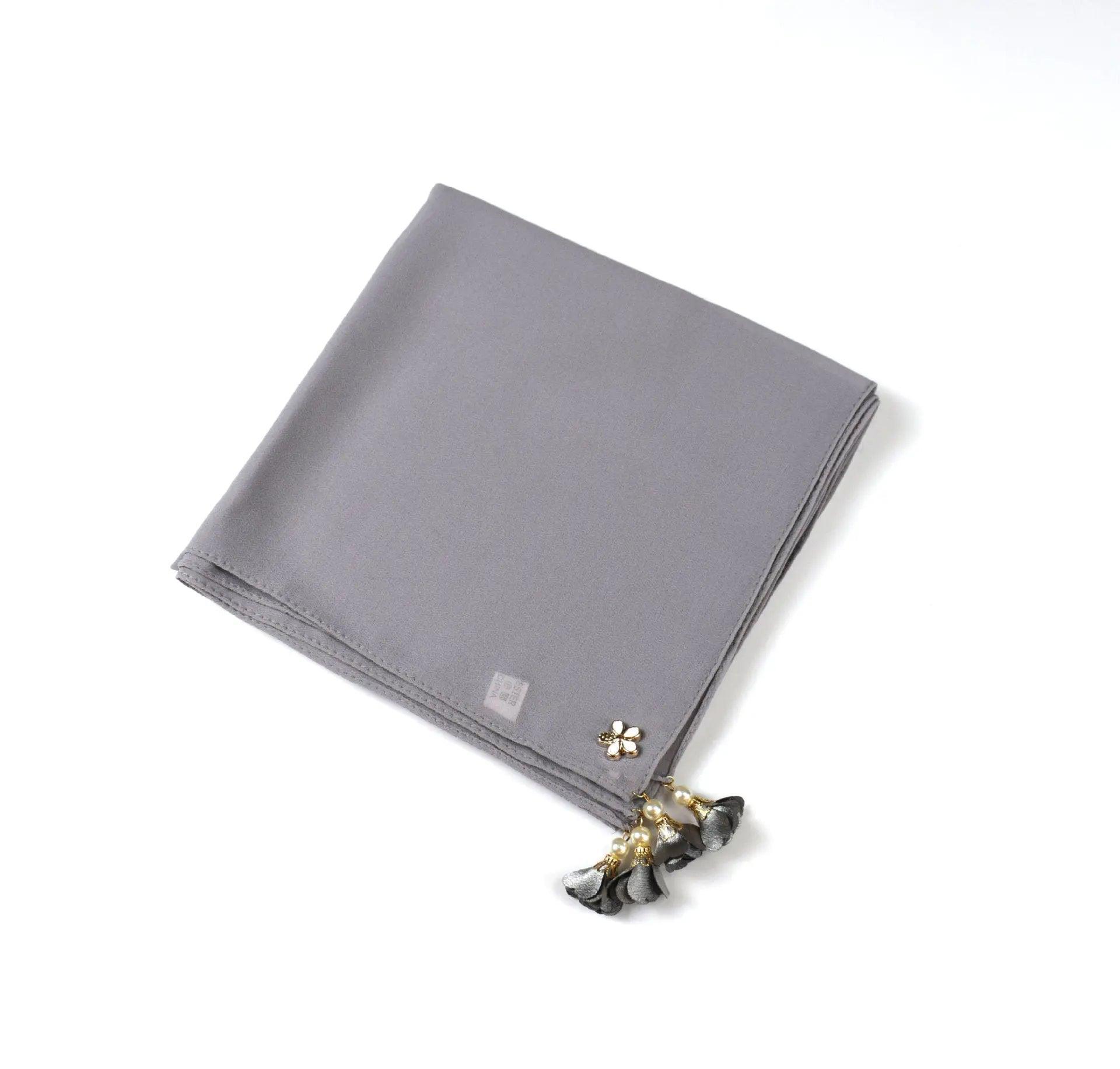 MH030 Pearl chiffon square hijab scarf - Mariam's Collection