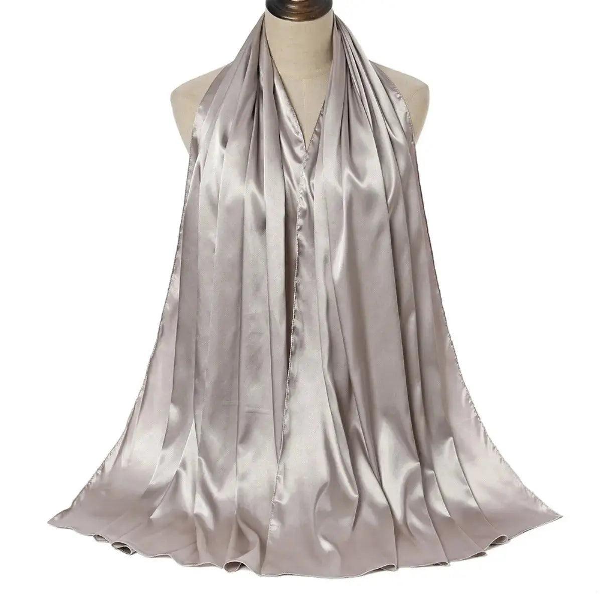MH034 Solid Color Silk Satin Chiffon Scarf Fashion Soft Hijab - Mariam's Collection