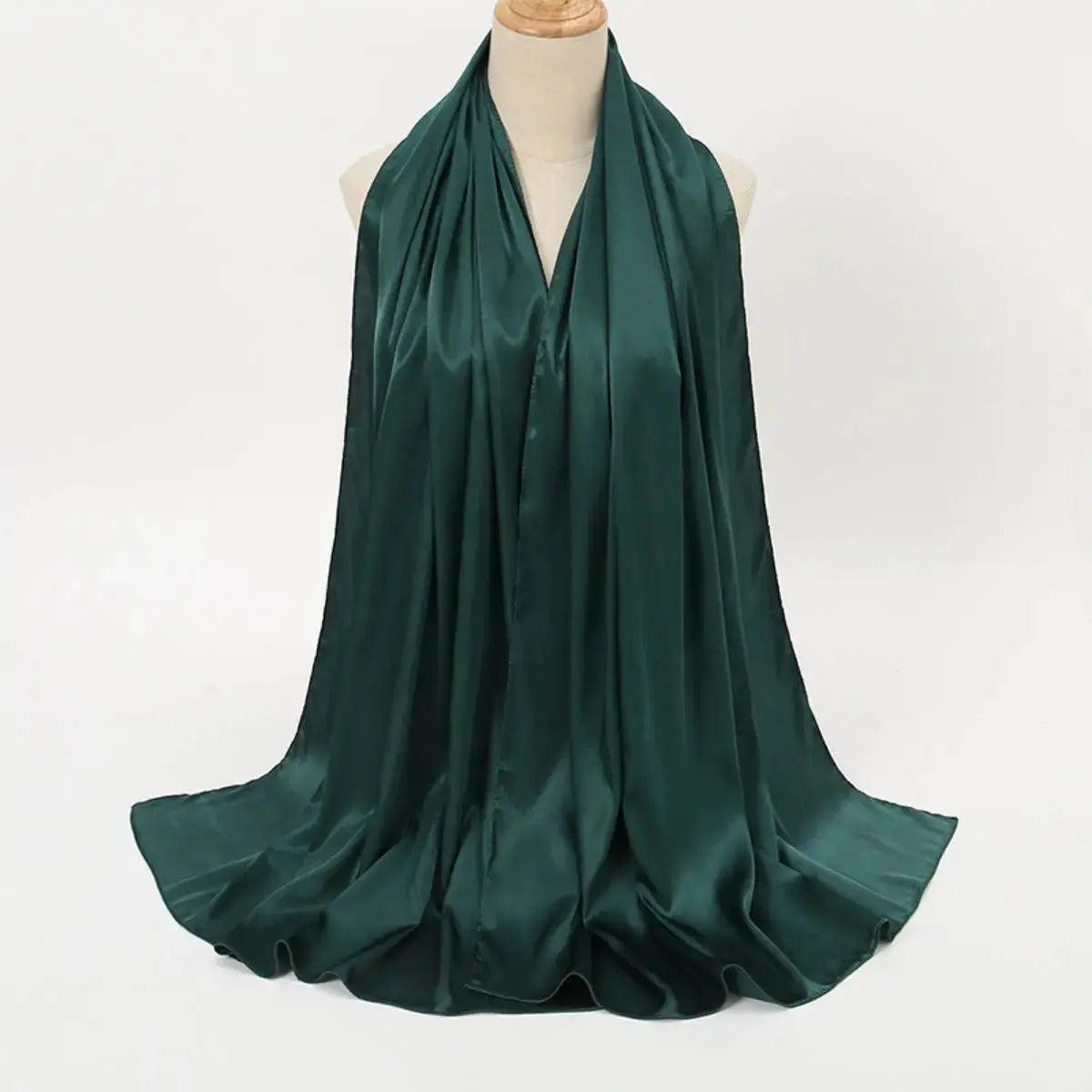 MH034 Solid Color Silk Satin Chiffon Scarf Fashion Soft Hijab - Mariam's Collection