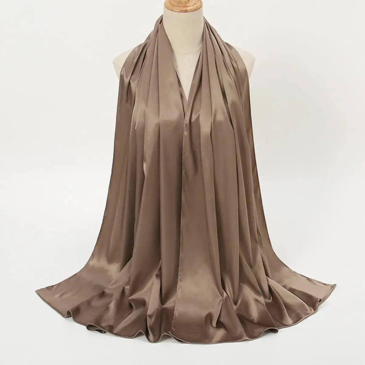 MH034 Solid Color Silk Satin Chiffon Scarf Fashion Soft Hijab - Mariam's Collection