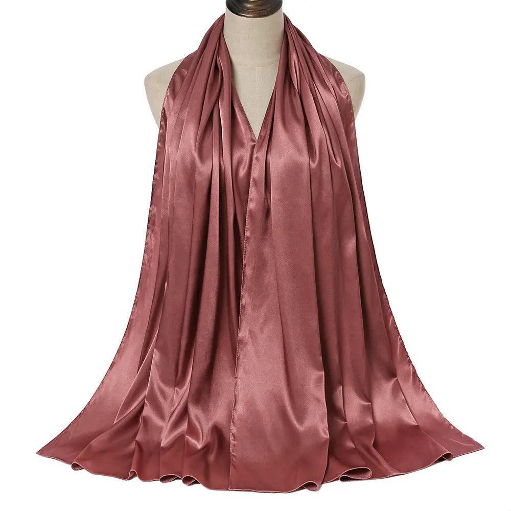 MH034 Solid Color Silk Satin Chiffon Scarf Fashion Soft Hijab - Mariam's Collection
