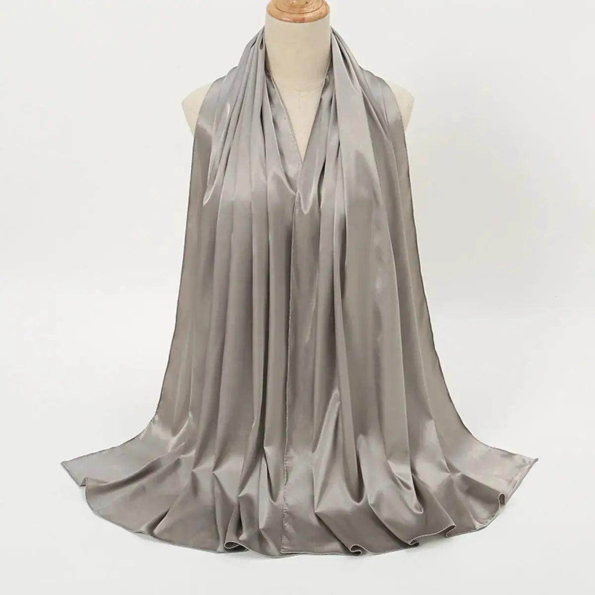 MH034 Solid Color Silk Satin Chiffon Scarf Fashion Soft Hijab - Mariam's Collection