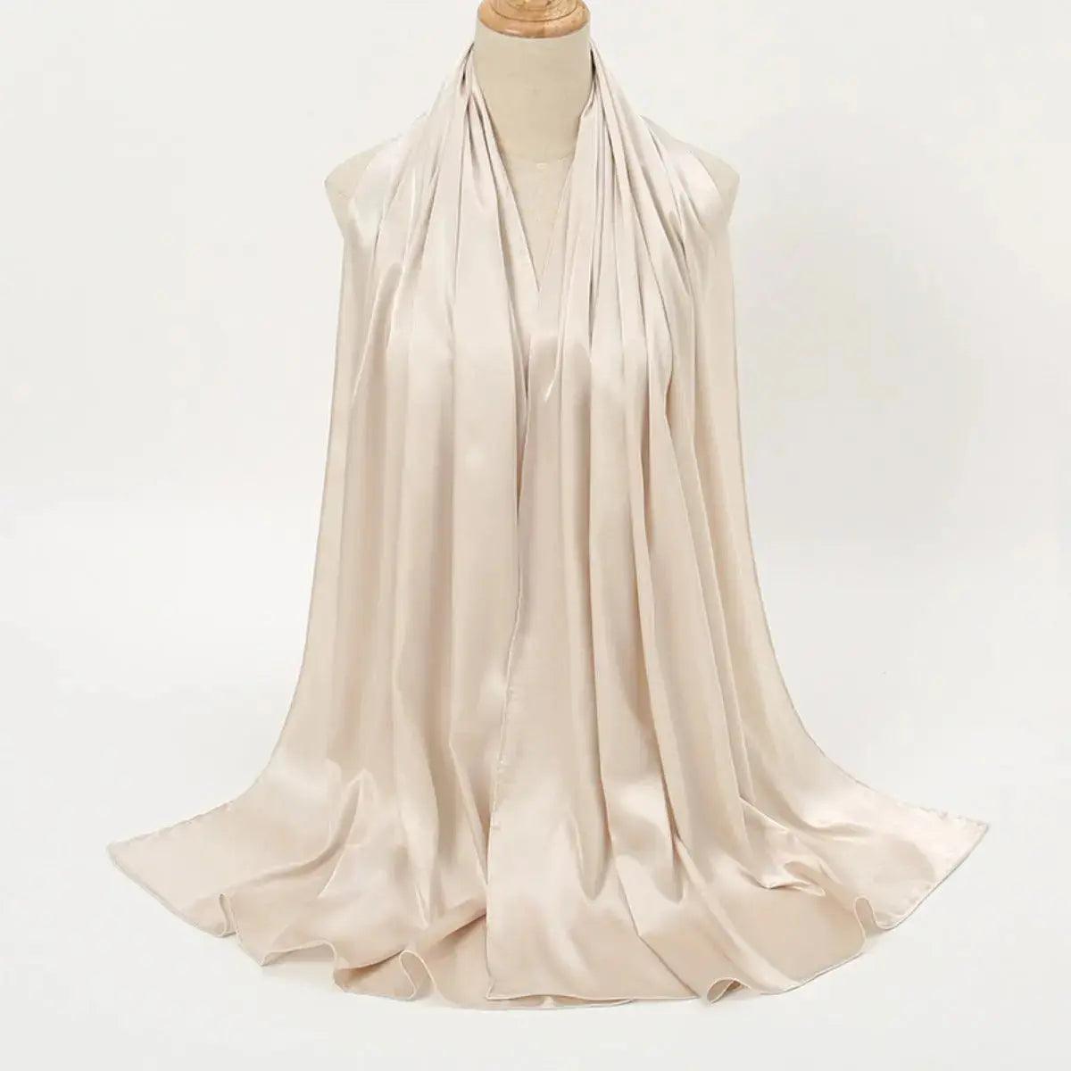 MH034 Solid Color Silk Satin Chiffon Scarf Fashion Soft Hijab - Mariam's Collection