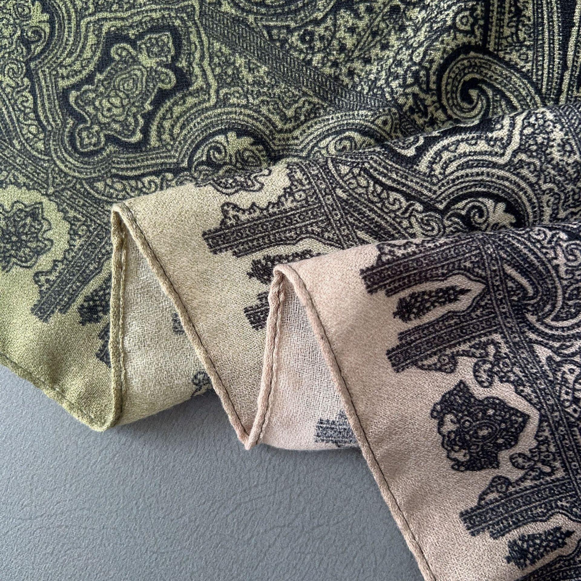 MH058 Cashew Printed Cotton And Linen Thin Hijab - Mariam's Collection