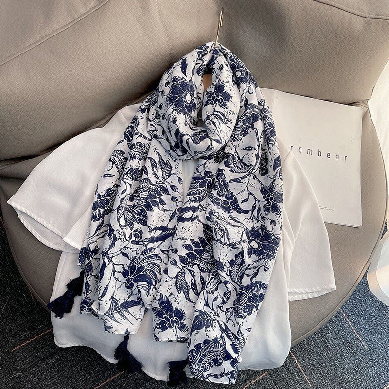 MH071 Cotton And Linen Printed Hijab - Mariam's Collection