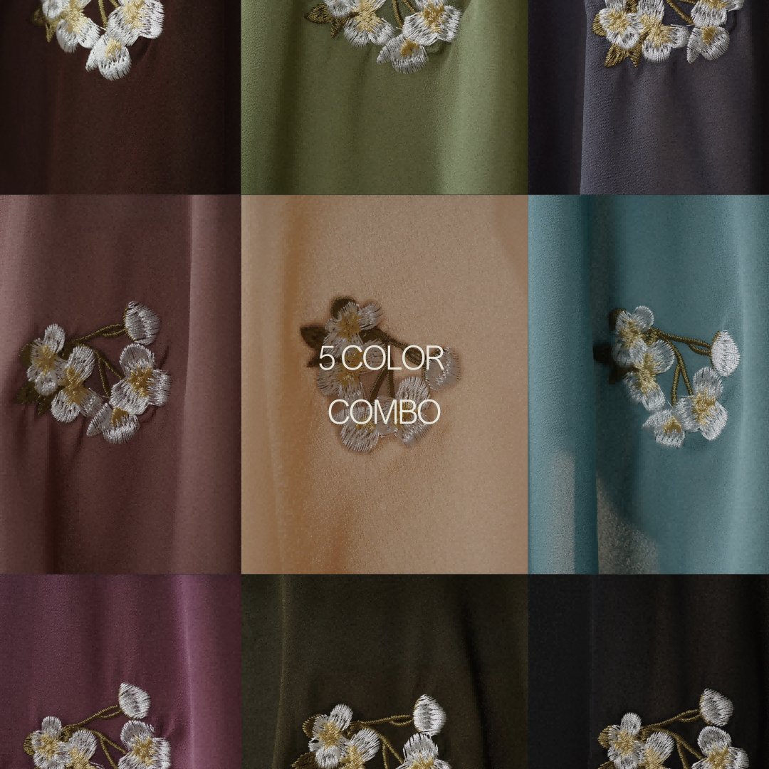 MH077 New Embroidery Extra - Fine Plain Chiffon Shawl Hijab - Mariam's Collection