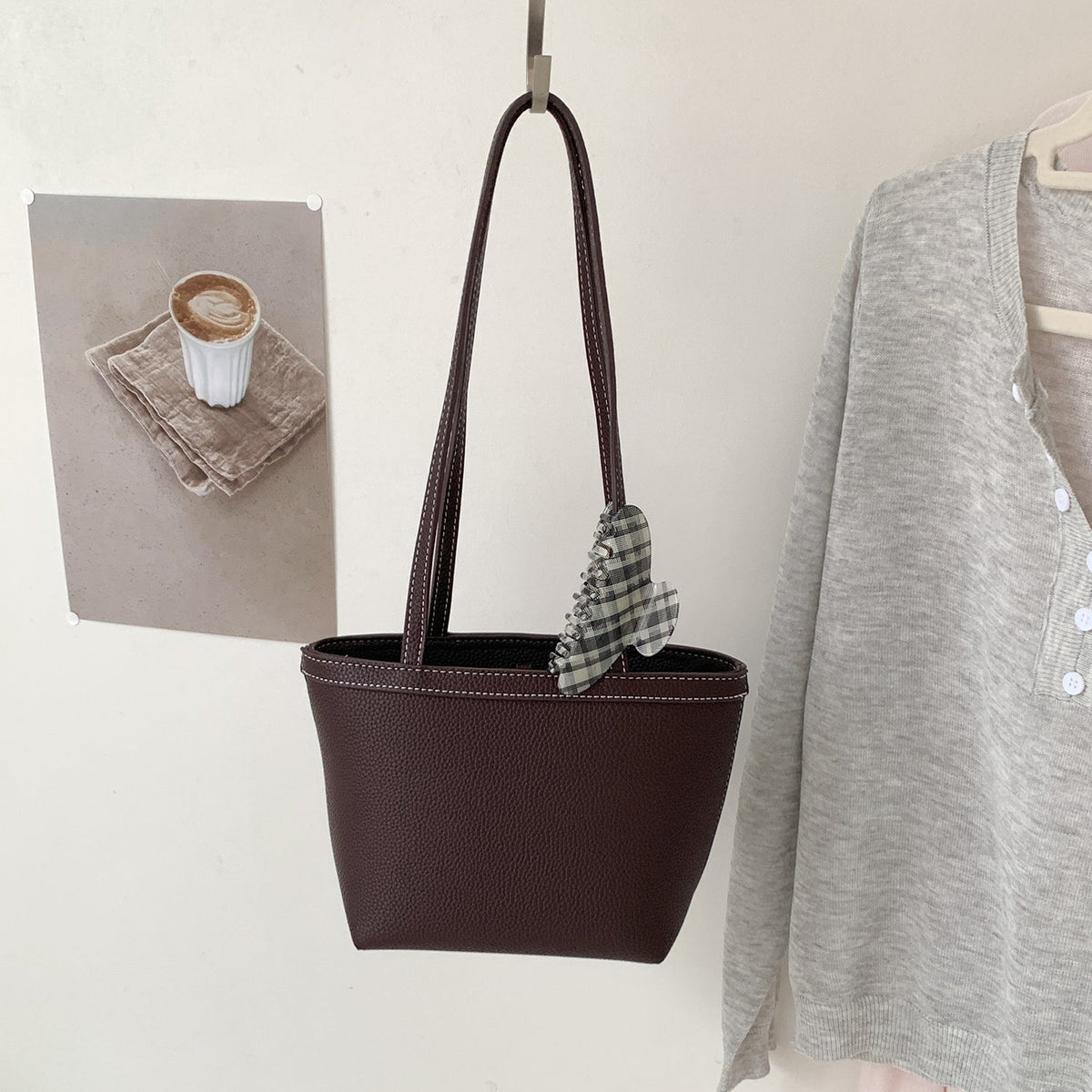 Lightweight everyday tote bag styled with modest outfit