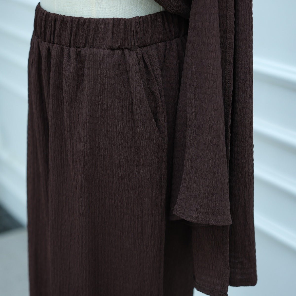 Minimalist Luxury Modest Lounge Two - Piece Set | Asymmetrical Cardigan & Wide - Leg Pants. (MS093) - Mariam's Collection