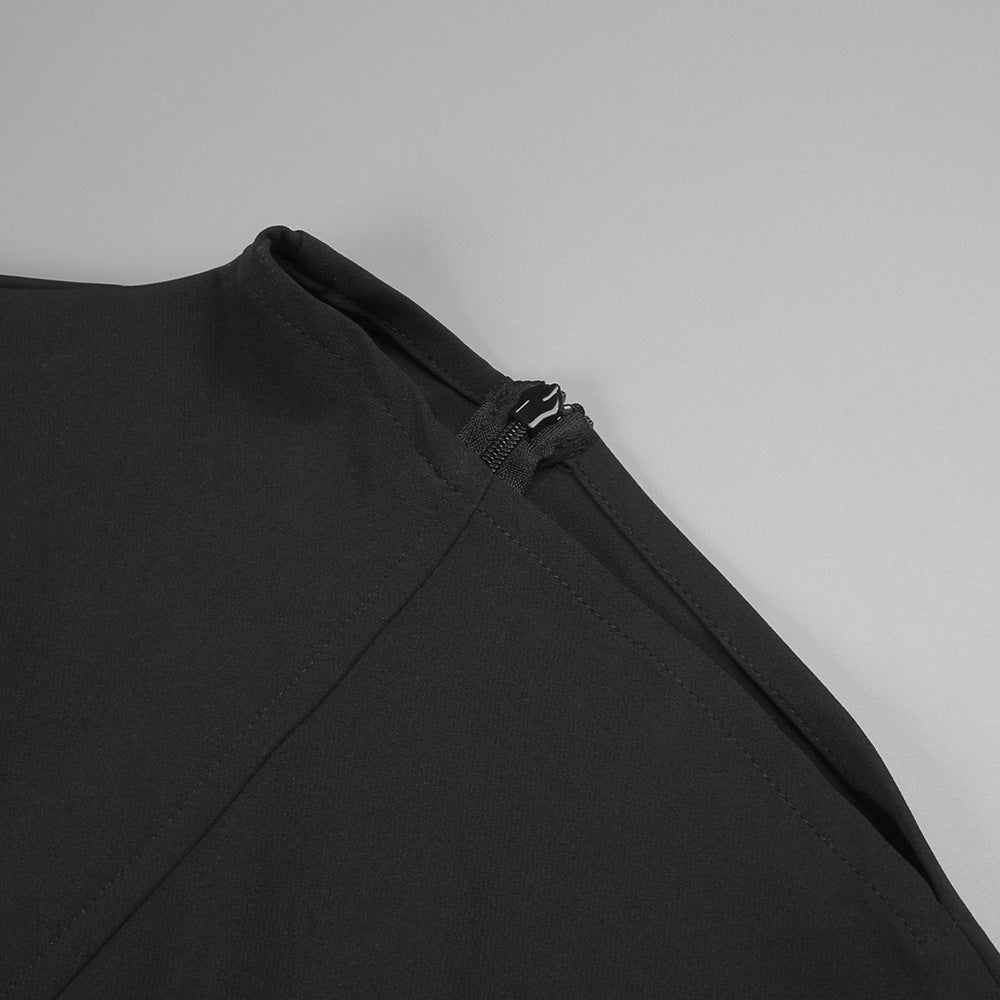 Sleeveless fitted maxi dress in black with refined minimalist design