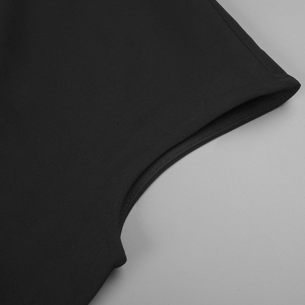 Minimalist Sleeveless Fitted Maxi Dress — Architectural Asymmetric Modest Gown