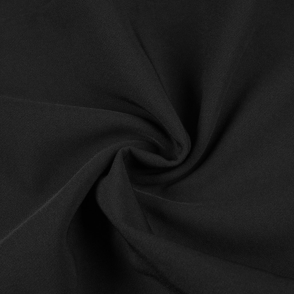 Black minimalist dress with fitted silhouette and floor-length hem