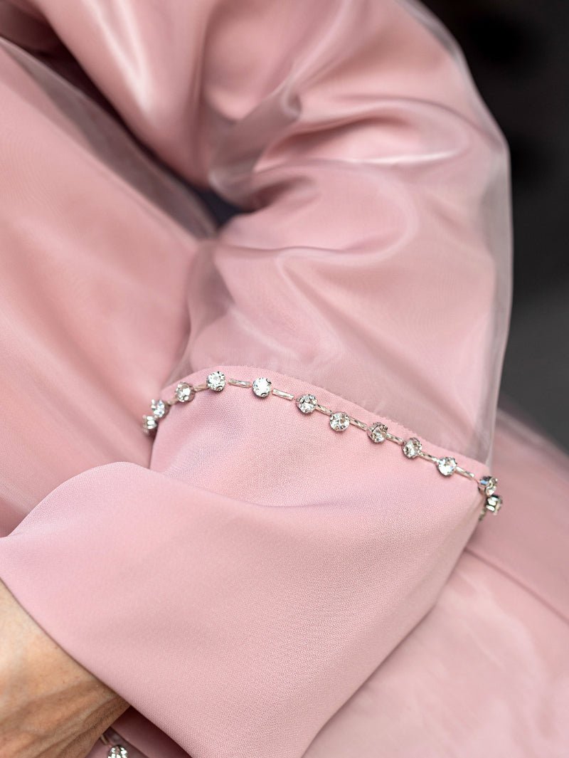 Mint Green Two - Piece Cardigan Dress Diamond - Embellished Cover - Up & Maxi Dress. (MOA151) - Mariam's Collection