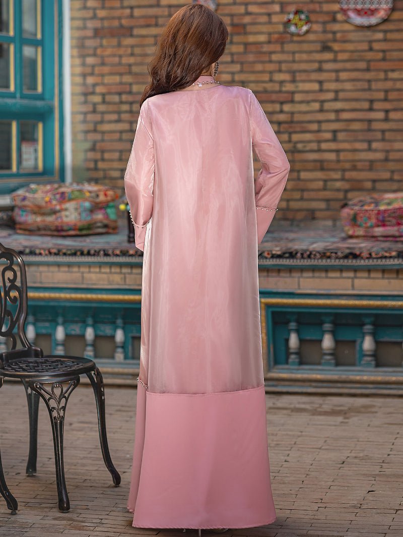 Mint Green Two - Piece Cardigan Dress Diamond - Embellished Cover - Up & Maxi Dress. (MOA151) - Mariam's Collection