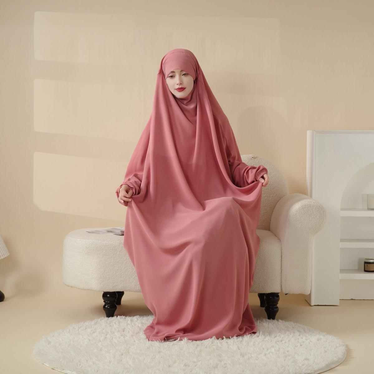 MJ005 Viscose Niqab Attached 1 - Piece Plain Jilbab - Mariam's Collection